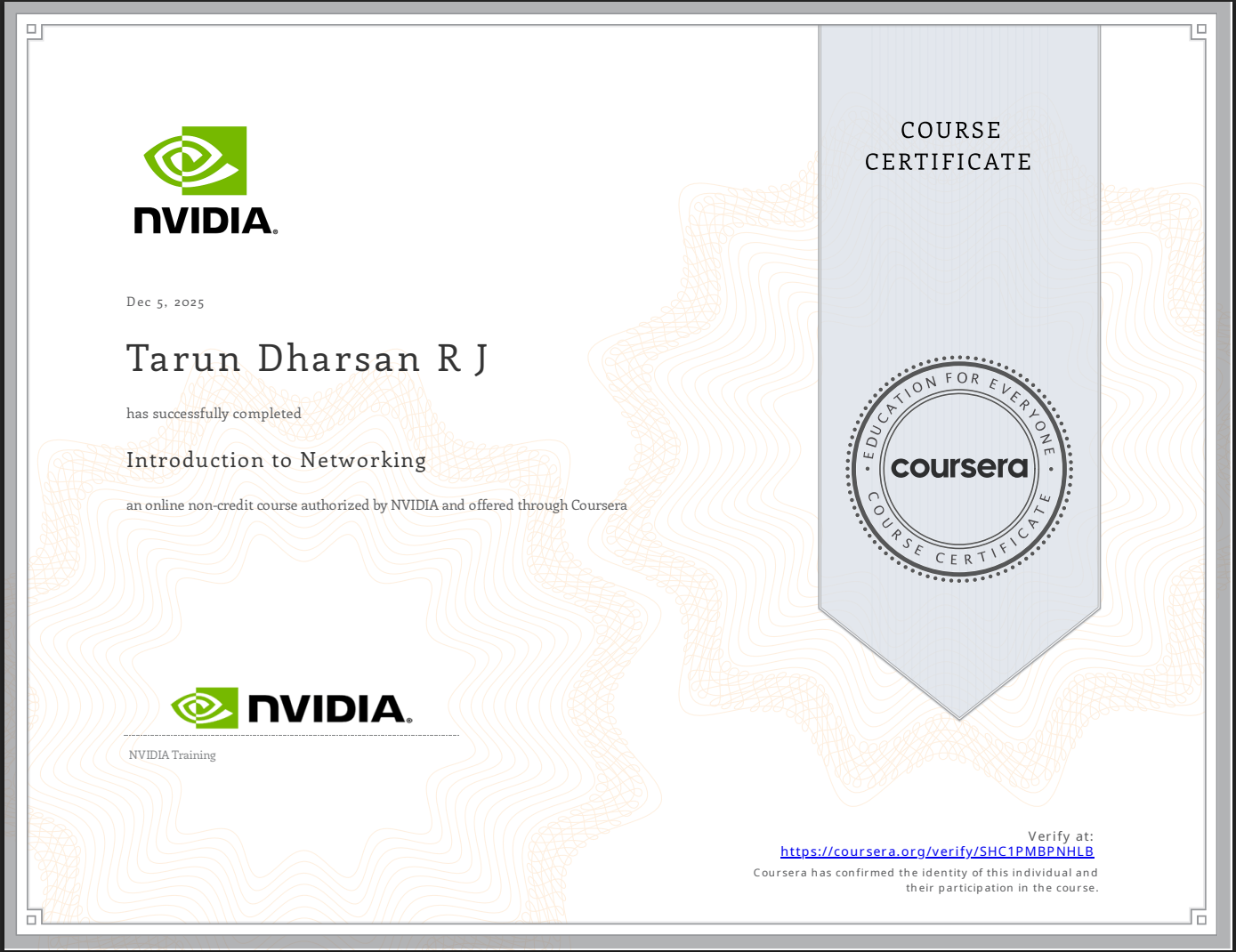 NVIDIA Certificate