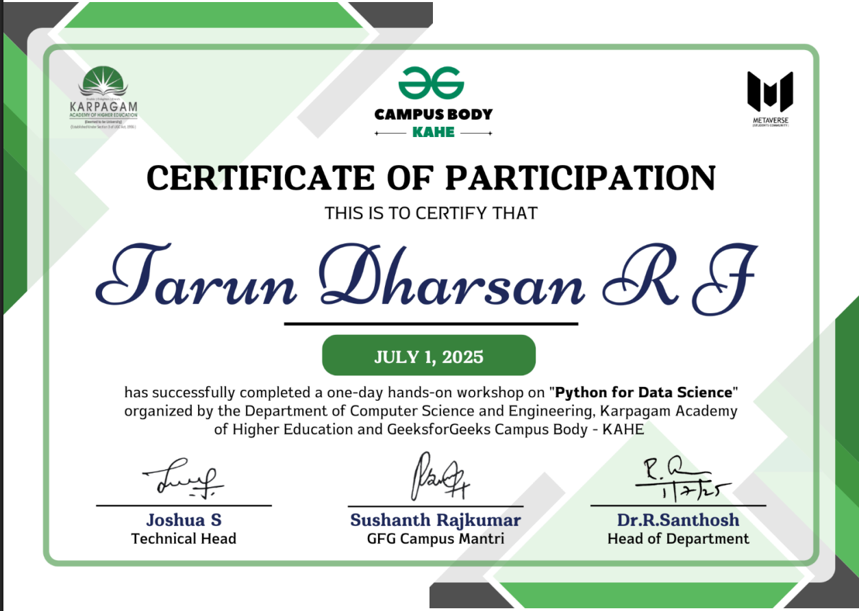 Workshop Certificate